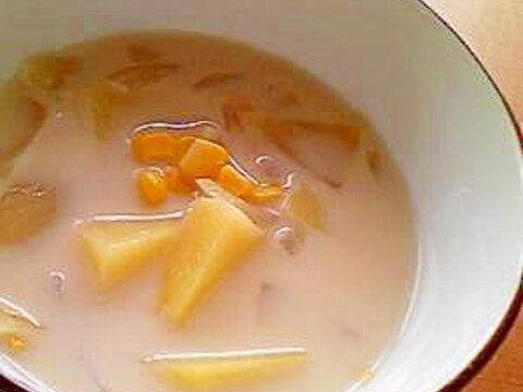 ジャガイモとコーン☆ミルキー味噌スープ